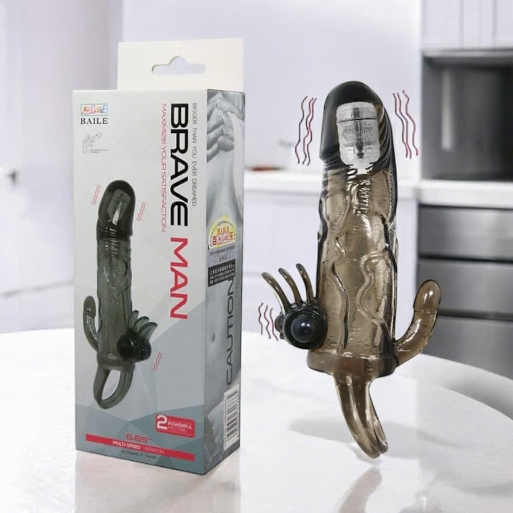 Bao cao su đôn to dương vật Braveman có quay đeo và rung hai đầu