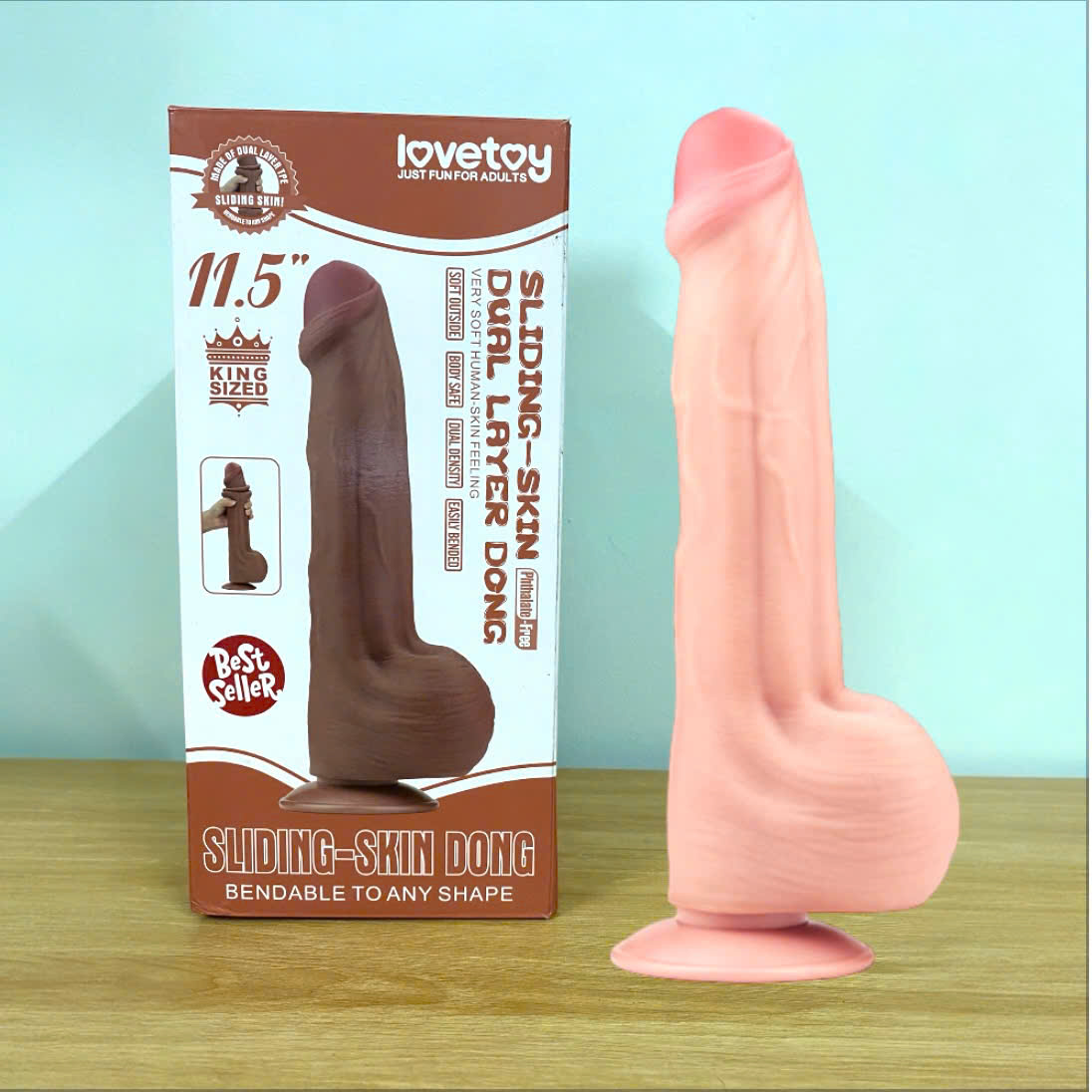 Dương Vật Giả Lovetoy King Size  Gắn Tường, Cấu Trúc 2 Lớp Trượt Da