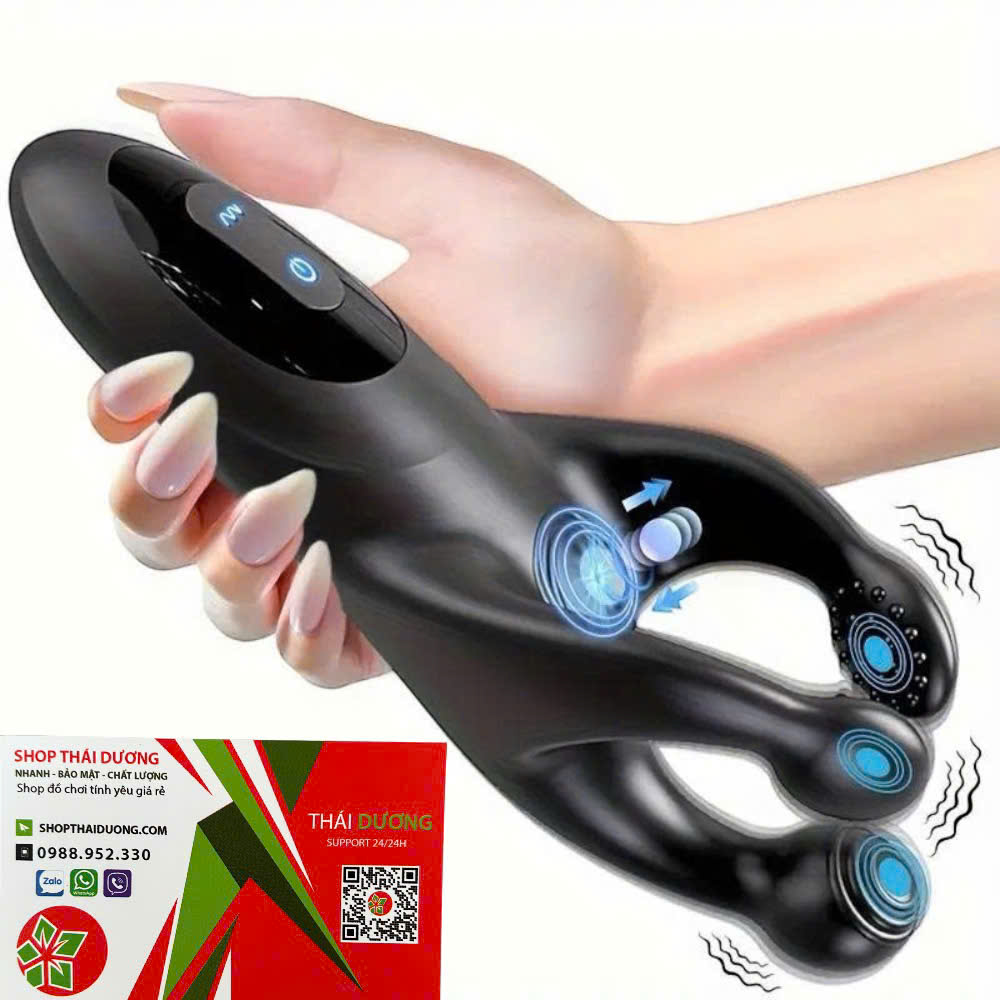 Máy mát xa kích thích dương vật và tinh hoàn Black Trident cho nam