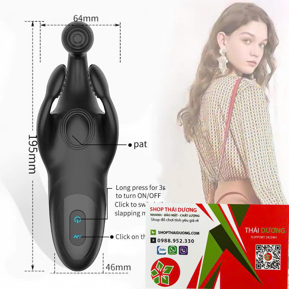 Máy mát xa kích thích dương vật và tinh hoàn Black Trident cho nam