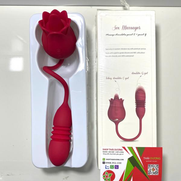 Trứng Rung Lưỡi Liếm Bông Hồng Alice 2 Đầu Kết Hợp Rung Thụt 7 Chế Độ Lưỡi Liếm 