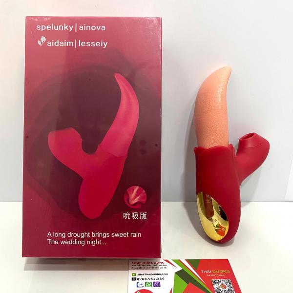 Máy Bú Liếm Rung Thổi Hoa Hồng – 10 Chế Độ Cực Mạnh, Kèm Nhánh Kích Thích Âm Vật 