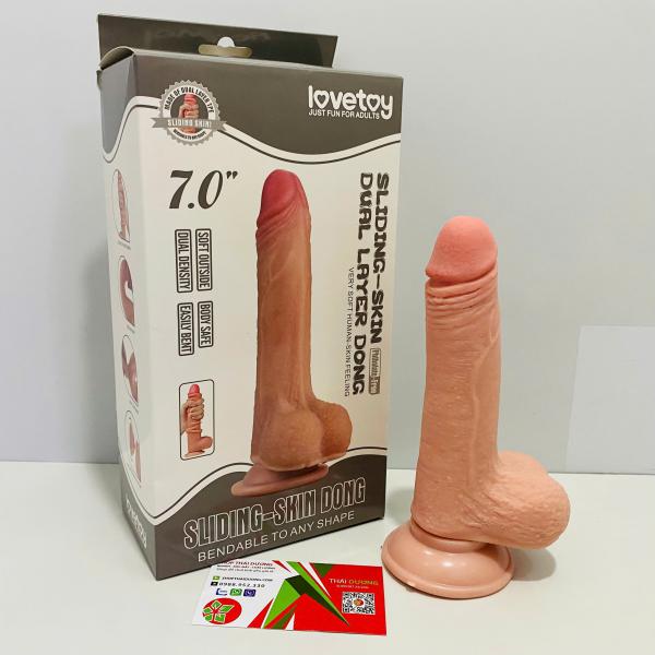 Dương Vật Giả Gắn Tường 7 Inch Silicon Siêu Mềm – Lovetoy Sliding Skin Dong Như Thật 