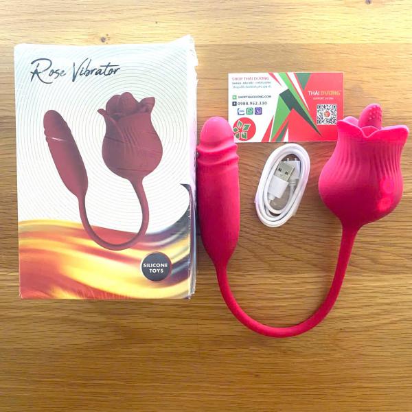 Trứng Rung Thụt Đôi Hoa Hồng – Máy Massage Kết Hợp Lưỡi Liếm Kích Thích Điểm G & Âm Vật 