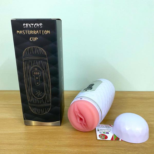 Đồ Chơi Nam Âm Đạo Cầm Tay 2 Đầu – Rung 10 Chế Độ, Có Màn Hình LCD & Tiếng Rên JAV 