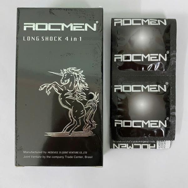 Bao Cao Su Rocmen Long Shock 4in1 – Kéo Dài Thời Gian Gân Gai Kích Thích Màu Đen Cá Tính 