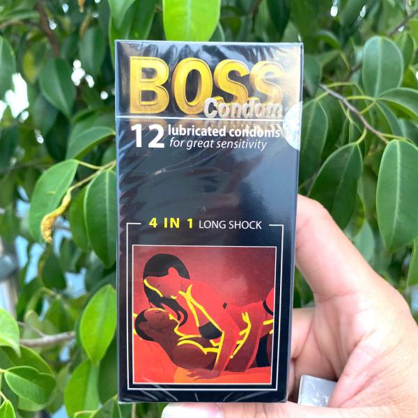 Bao Cao Su Boss 4in1 – Gân Gai Kéo Dài Thời Gian Tăng Khoái Cảm Cực Mạnh (Hộp 12 Bao) 