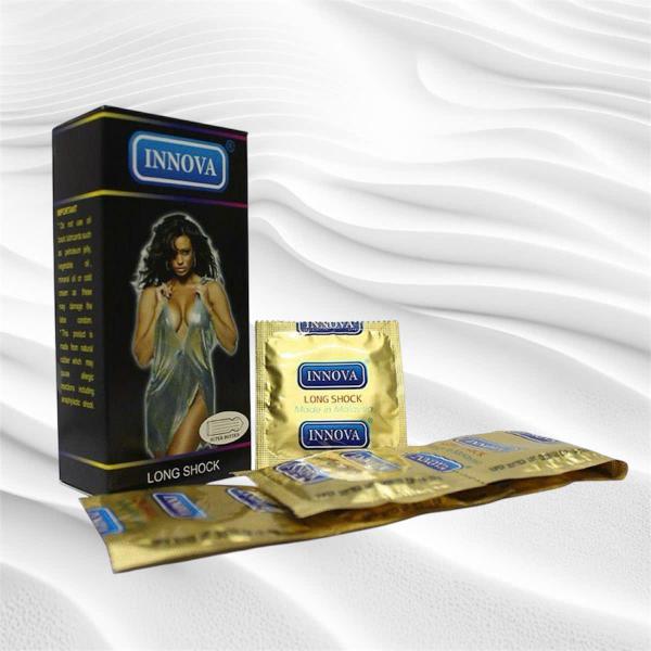 Bao Cao Su Innova Màu Đen – Gân Gai Nổi Kéo Dài Thời Gian Đóng Gói 12 Cái 