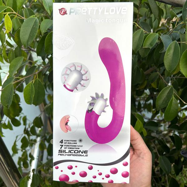 Dương vật giả Pretty Love Magic Tongue  kết hợp lưỡi rung liếm âm vật 