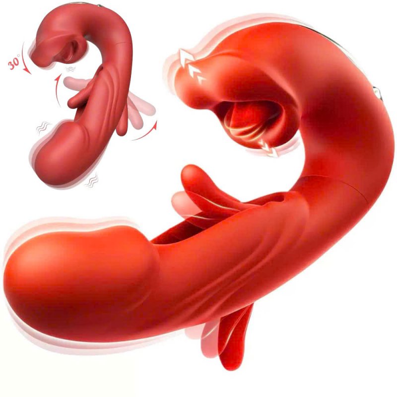 Máy Massage Red Lips 3 Trong 1  Chức Năng Rung, Sóng Mút & Đá Lưỡi Mềm Mại 