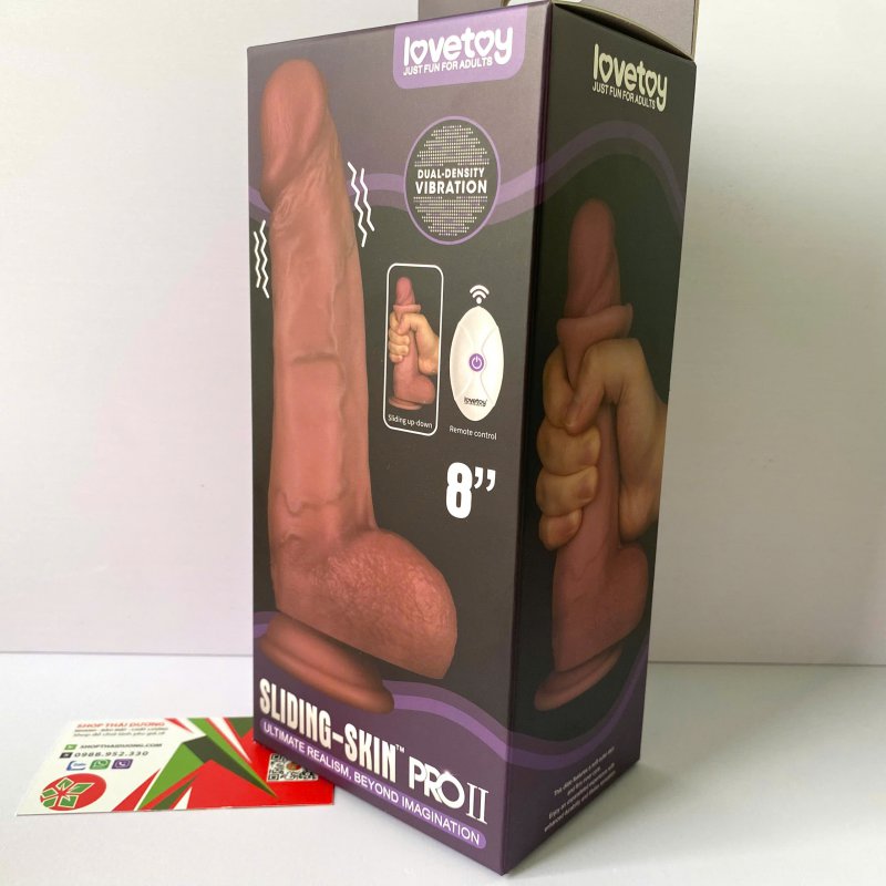 Dương Vật Giả Lovetoy Sliding Skin Pro II (8 Inch) – Chất Liệu Silicon 2 Lớp, Rung Đa Tần Cao Cấp 