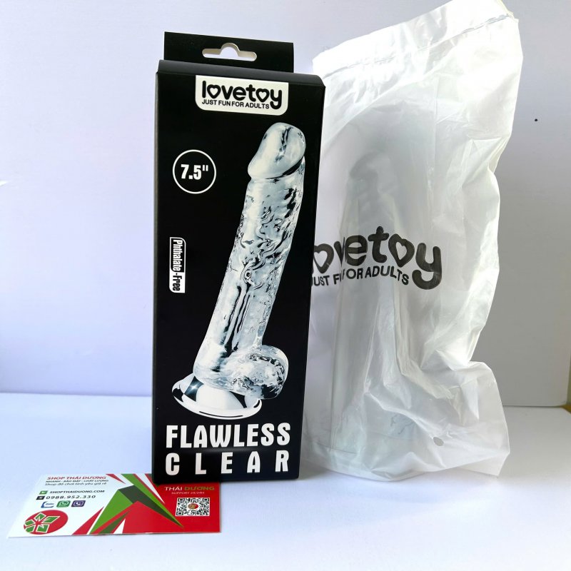 Dương Vật Giả Trong Suốt Cao Cấp Lovetoy Flawless Clear 7.5 Inch Hít Tường 