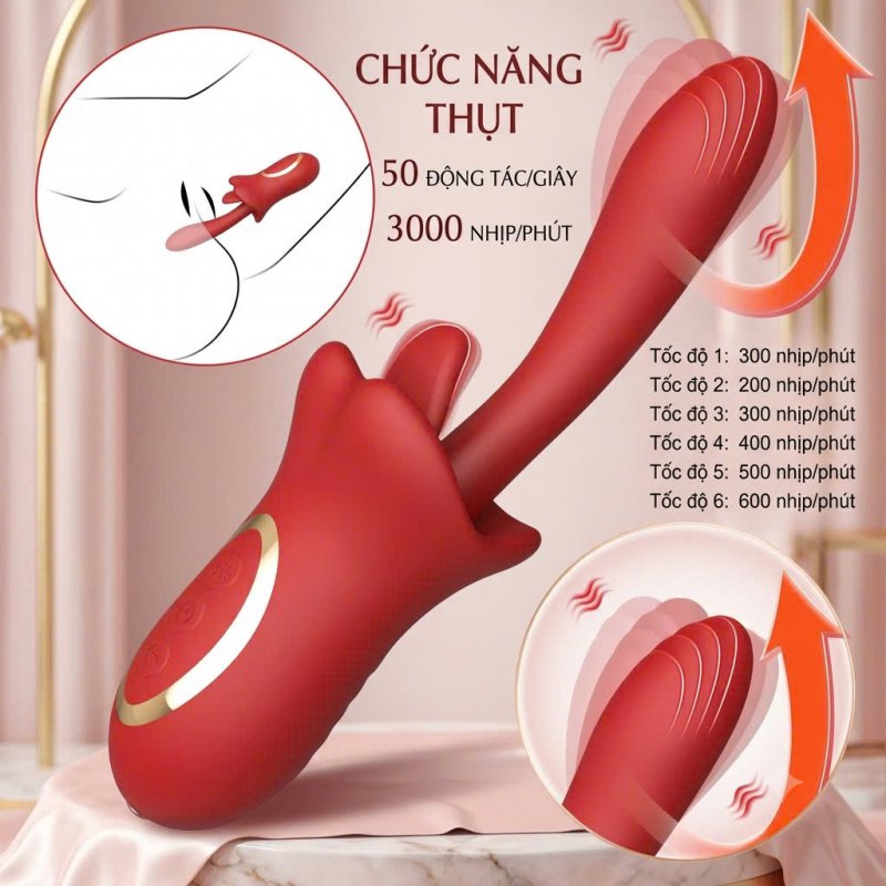 Máy Rung Móc & Liếm 3 Trong 1  Chạm Đỉnh Điểm G & Hạt Đậu Tê Dại 