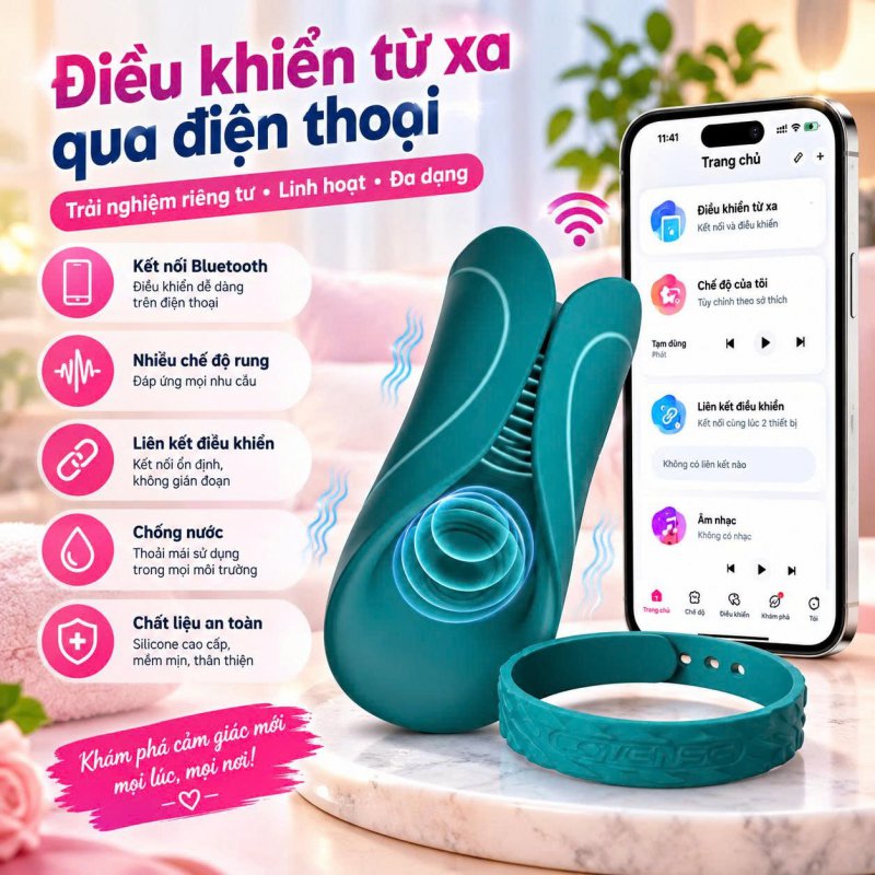 Máy Massage Cao Cấp Lovense Gush 2  Công Nghệ Rung Thông Minh, Điều Khiển Từ Xa 